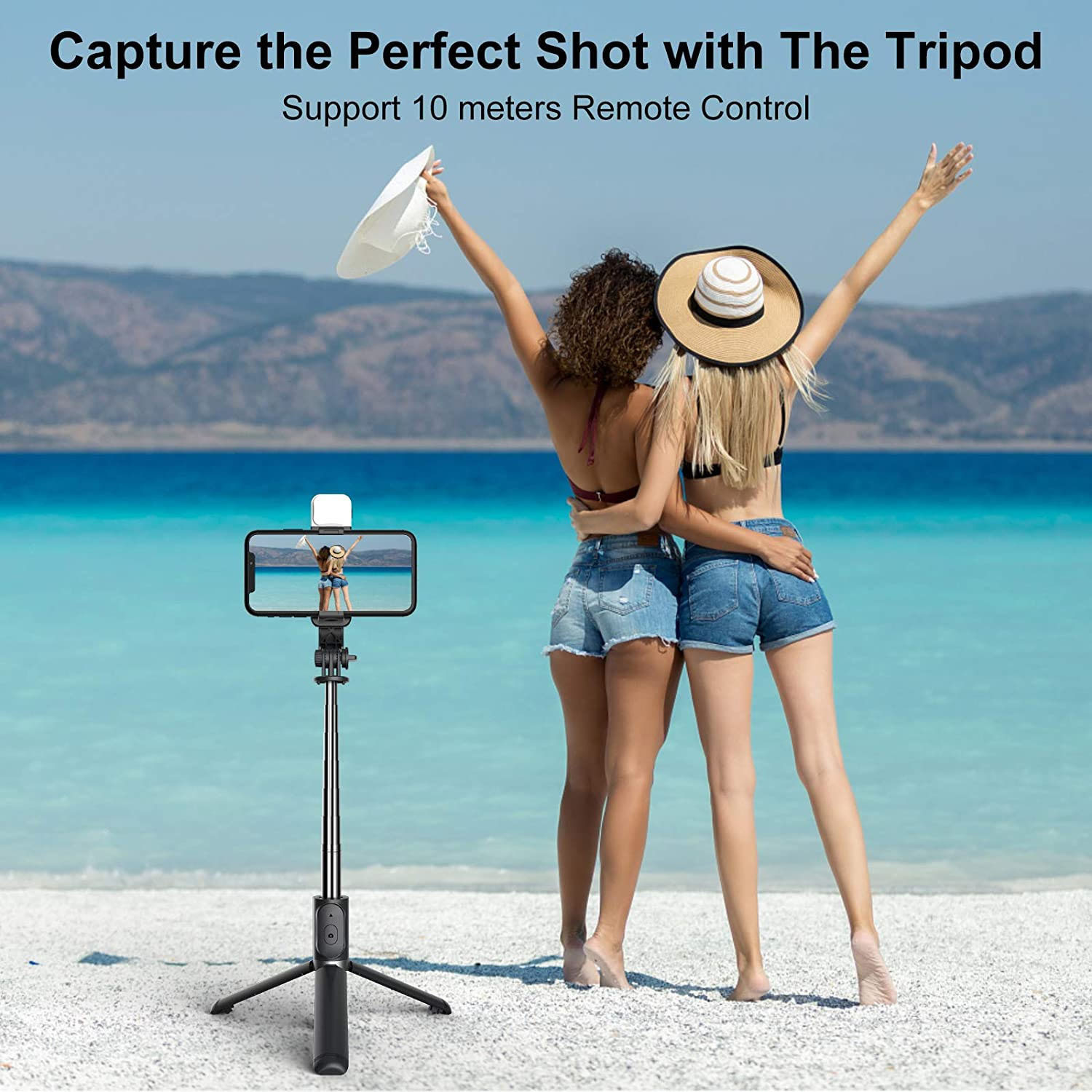 Image of Growtechnohub R1S 3-in-1 Bluetooth Selfie Sticks with Flash, Detachable Wireless Remote G7 Monopod Kit, Tripod, Tripod Kit