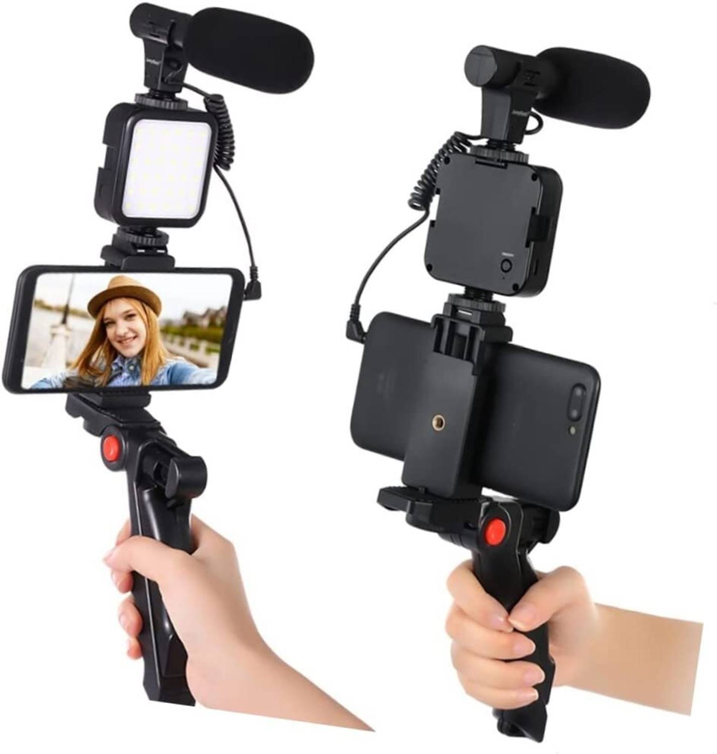 Rosario Video Making Kit, Vlogging Kit with Tripod, LED Light & M