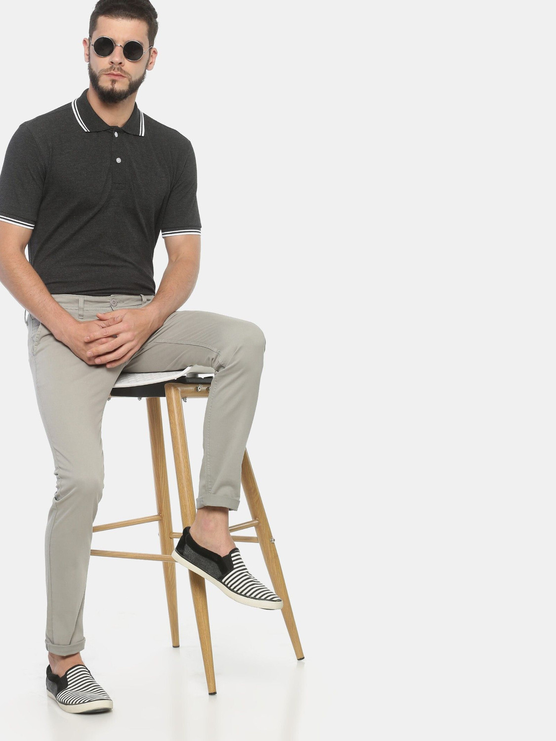 Image of VROJASS Slim Fit, Regular Fit Men Grey Trousers