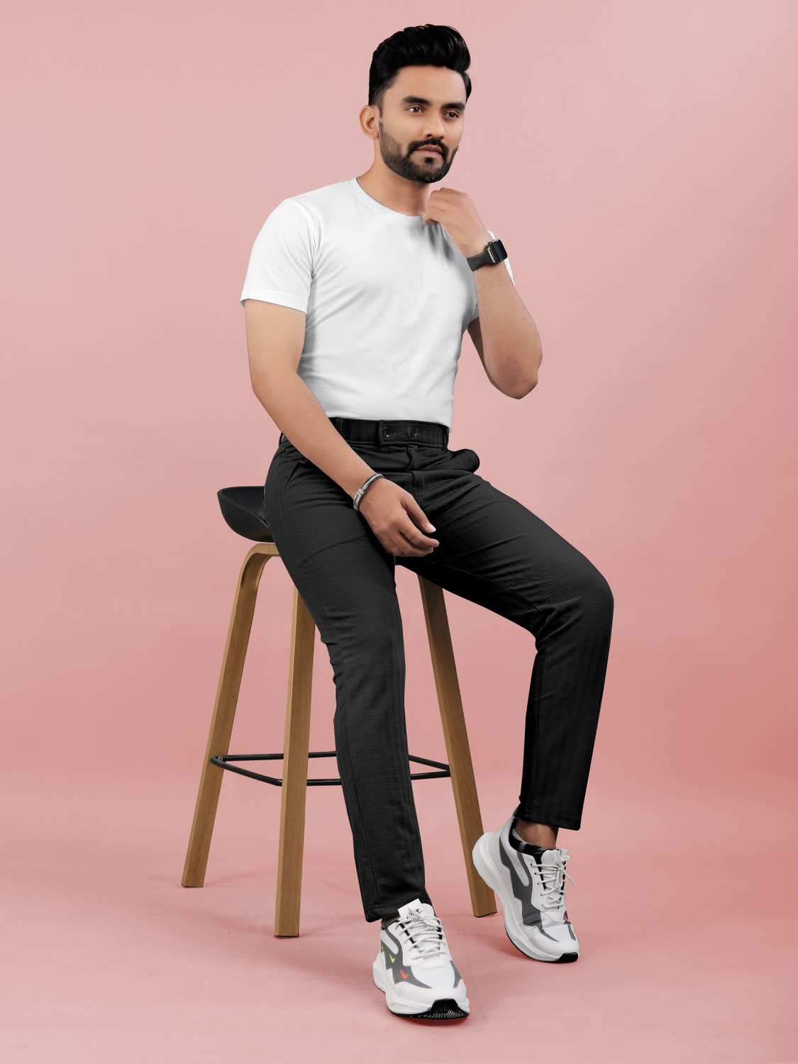 Image of Flicfol Regular Fit Men Black Trousers