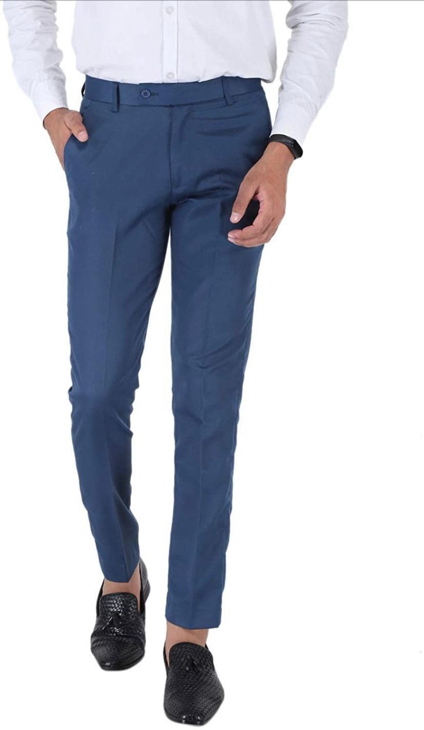 Image of AENT Regular Fit Men Blue Trousers