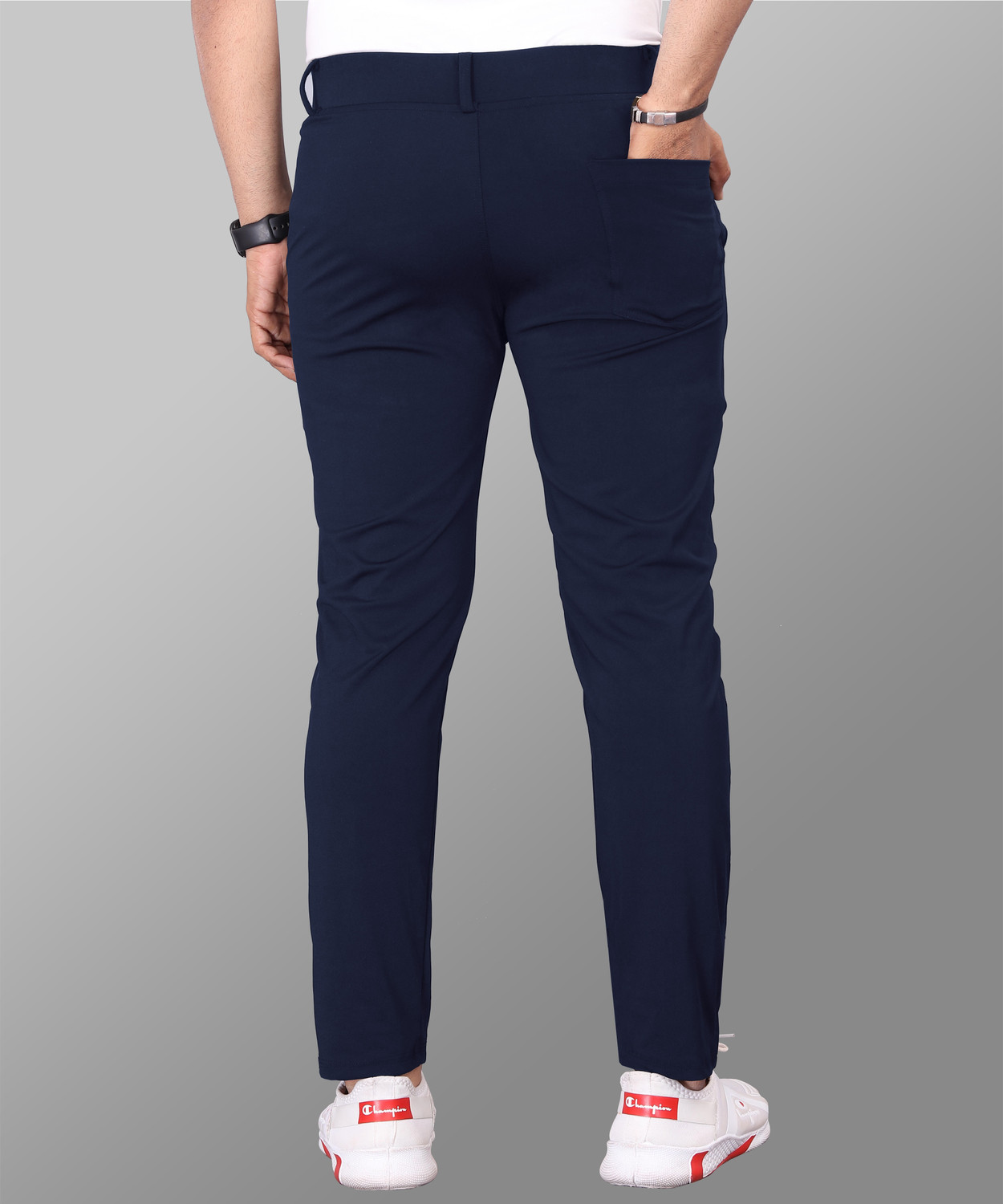 Image of COMBRAIDED Slim Fit Men Blue Trousers
