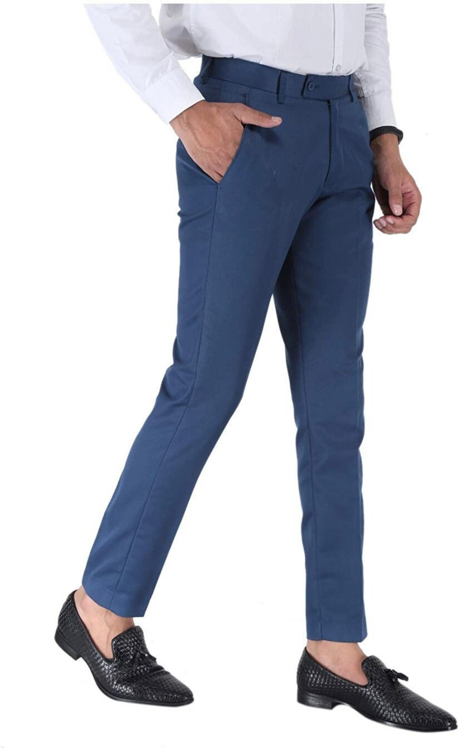 Image of AENT Regular Fit Men Blue Trousers