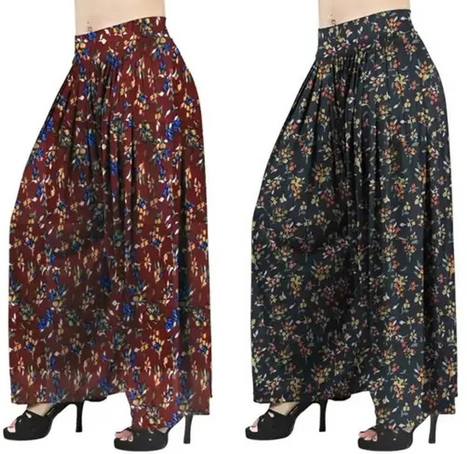 AJARAFASHION Loose Fit Women Maroon, Black Trousers