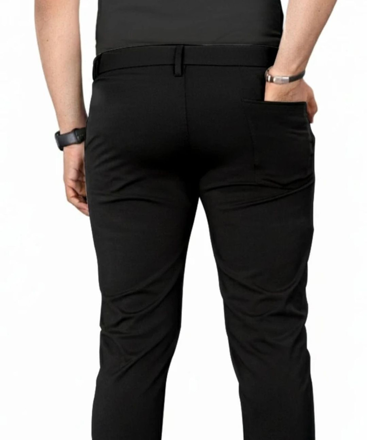 Image of HYSIV Slim Fit Men Black Trousers