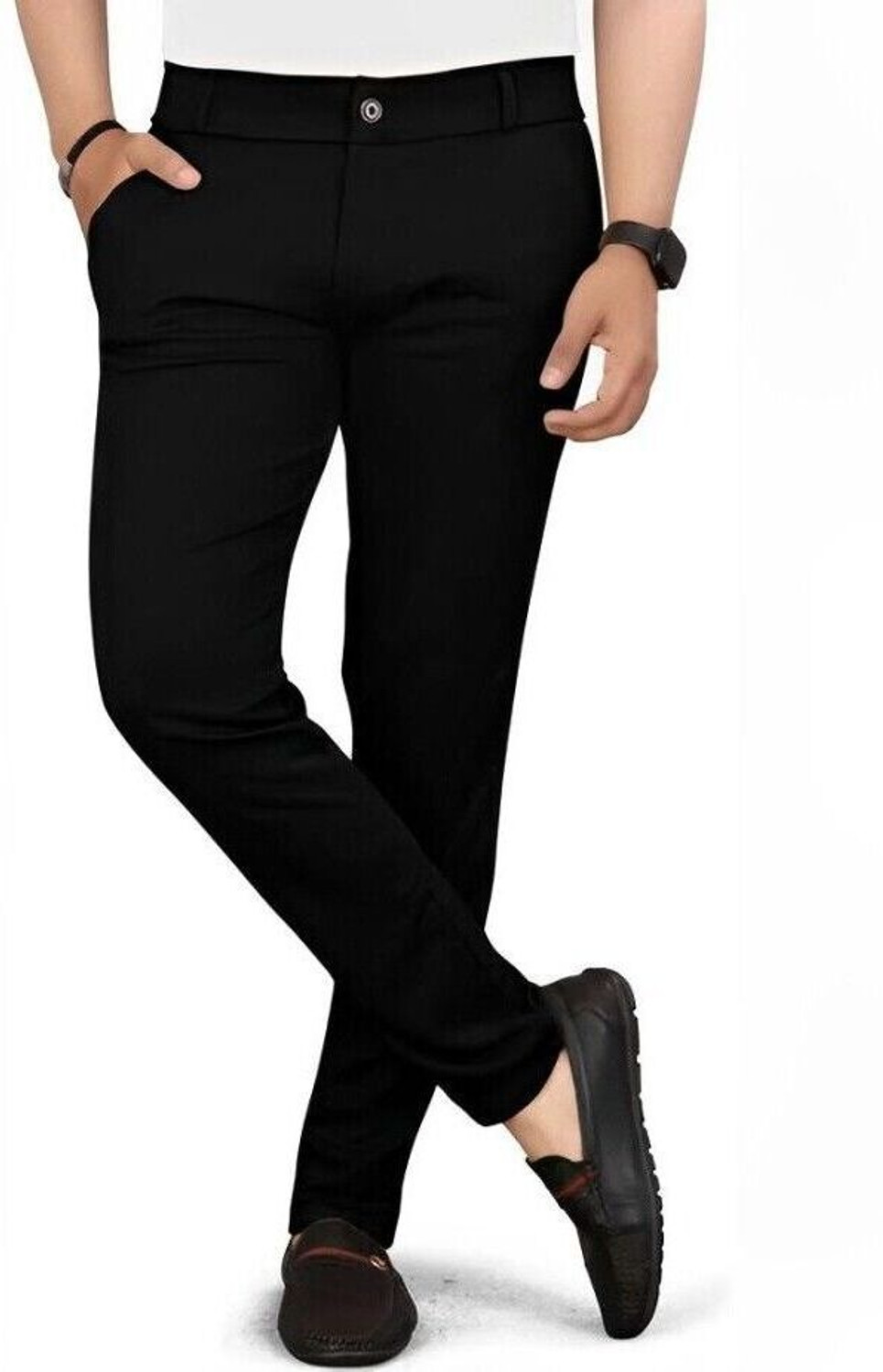 Image of SOUNDRYAFABRIC Regular Fit Men Black Trousers