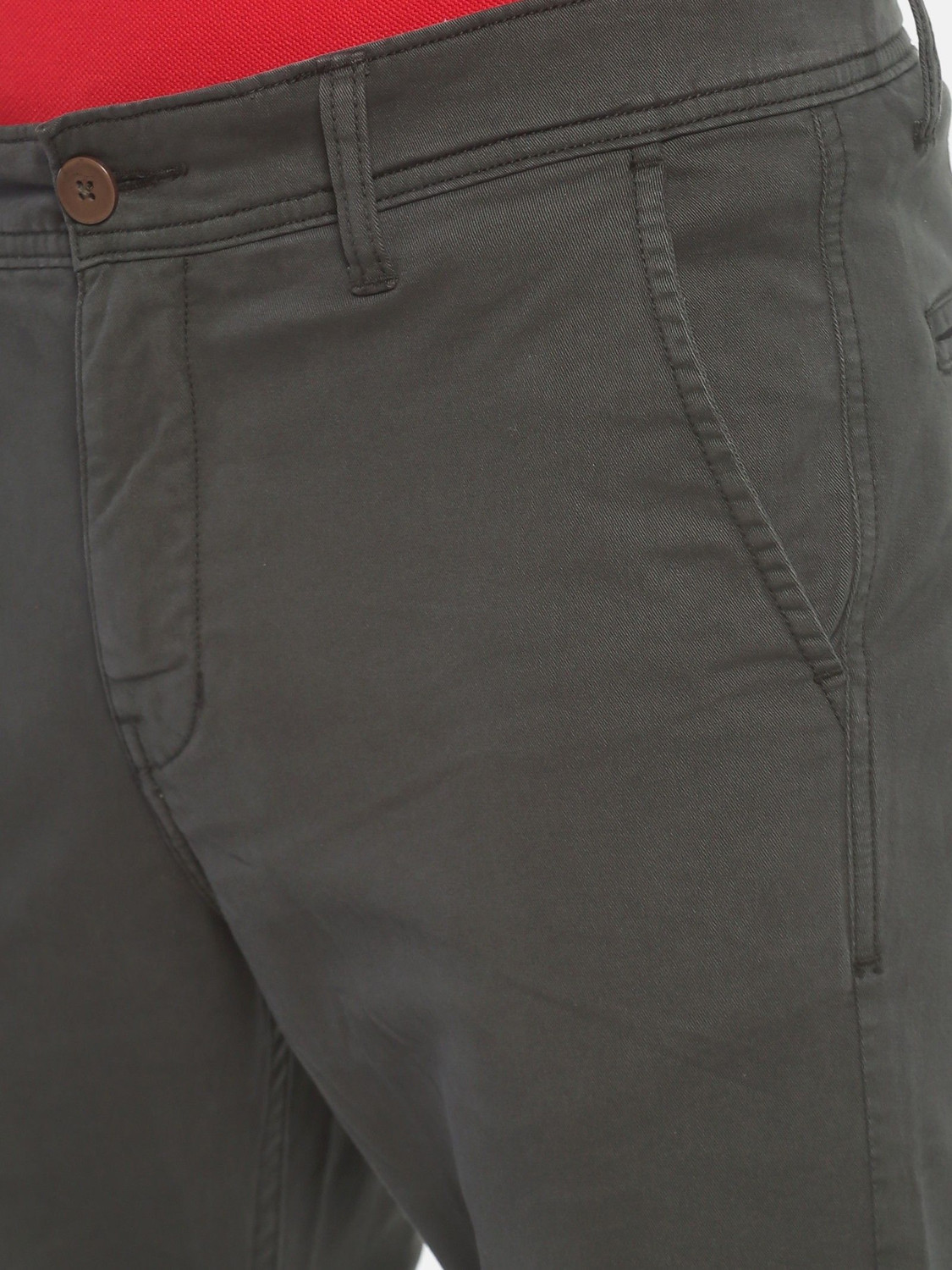 Image of VROJASS Slim Fit Men Dark Green Trousers