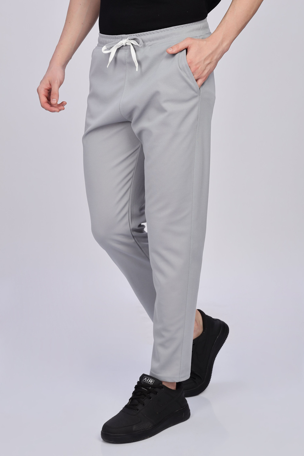 Image of Duooble Solid Men Grey Track Pants