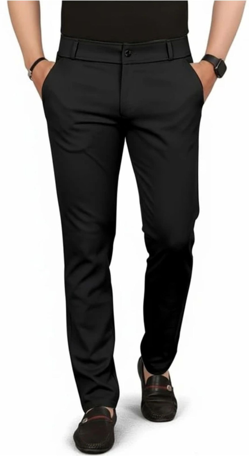 Image of HYSIV Slim Fit Men Black Trousers