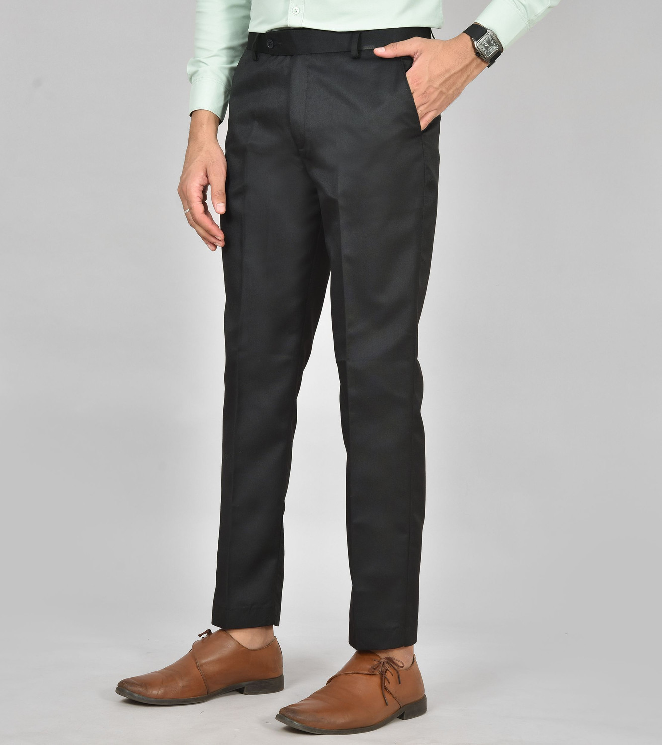 Image of Q AND K Comfort Fit Men Black Trousers