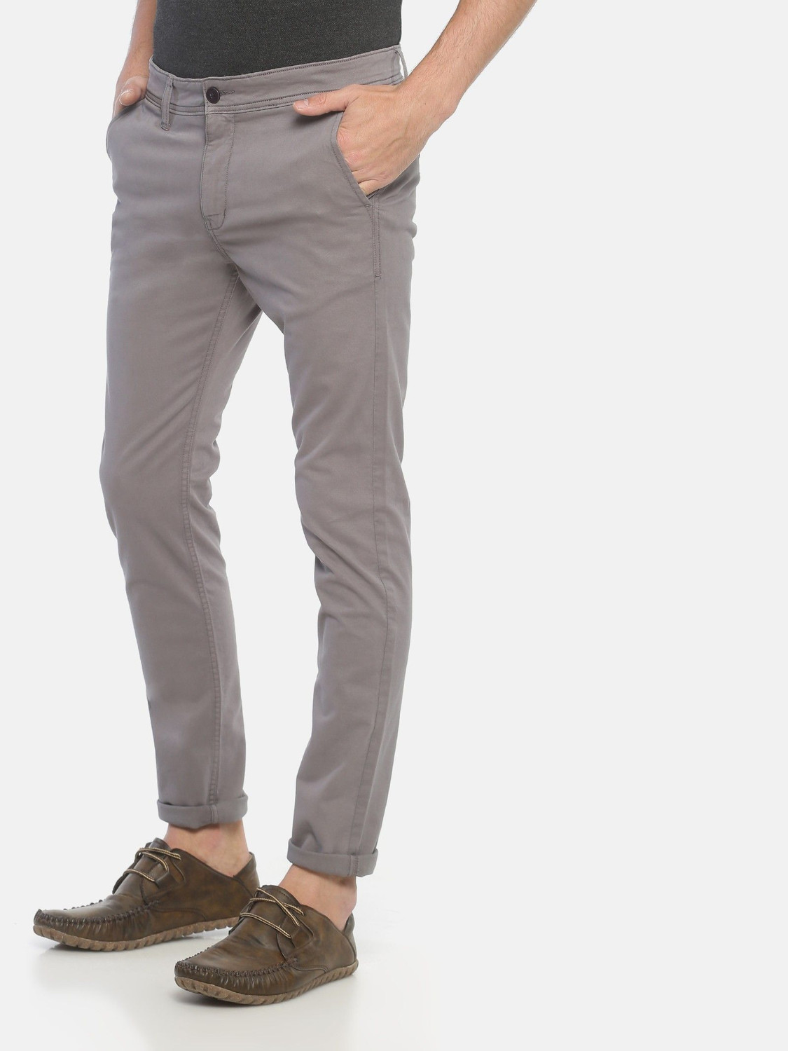 Image of VROJASS Slim Fit Men Grey Trousers