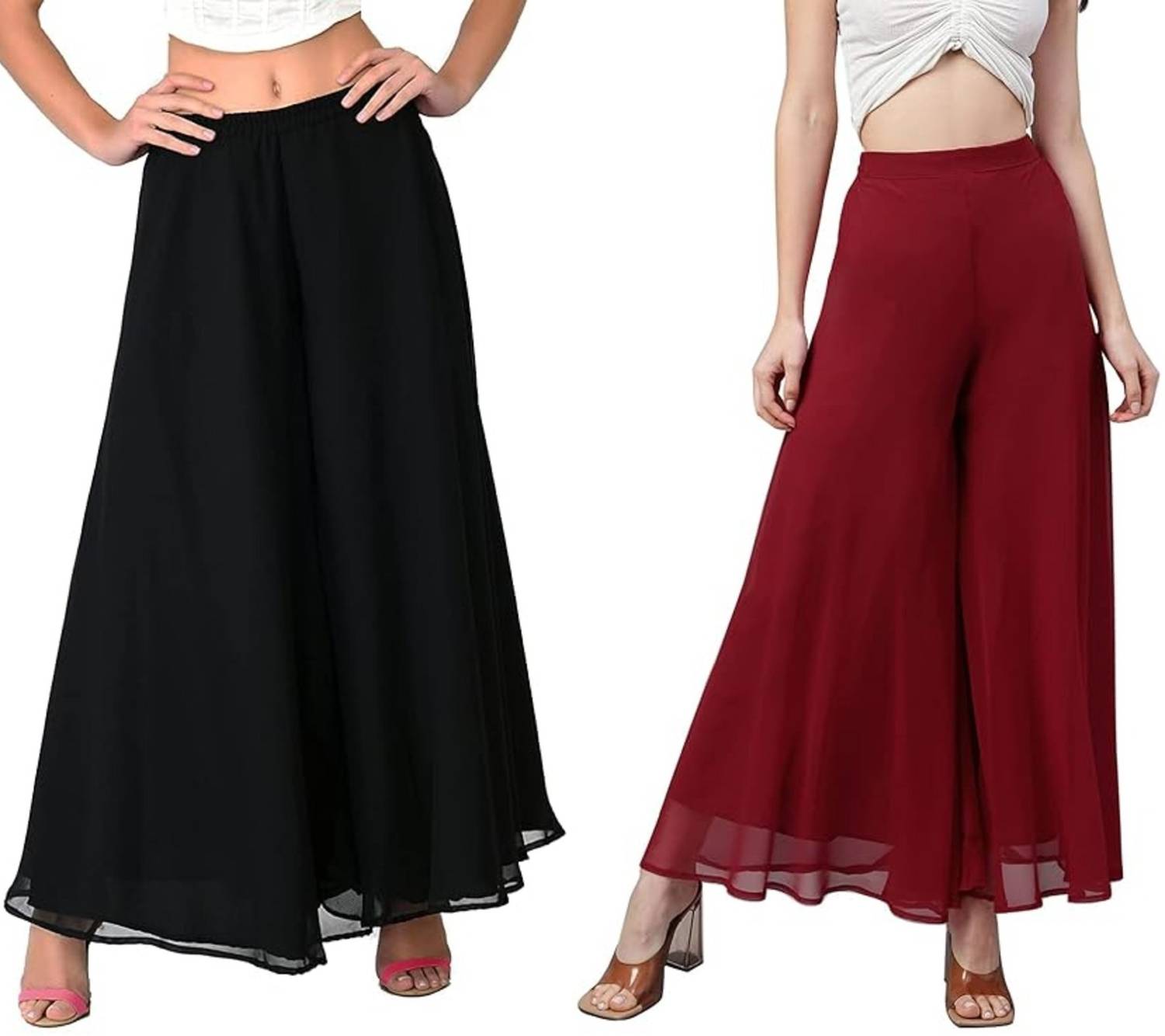 AFFLEON Flared Women Black Trousers