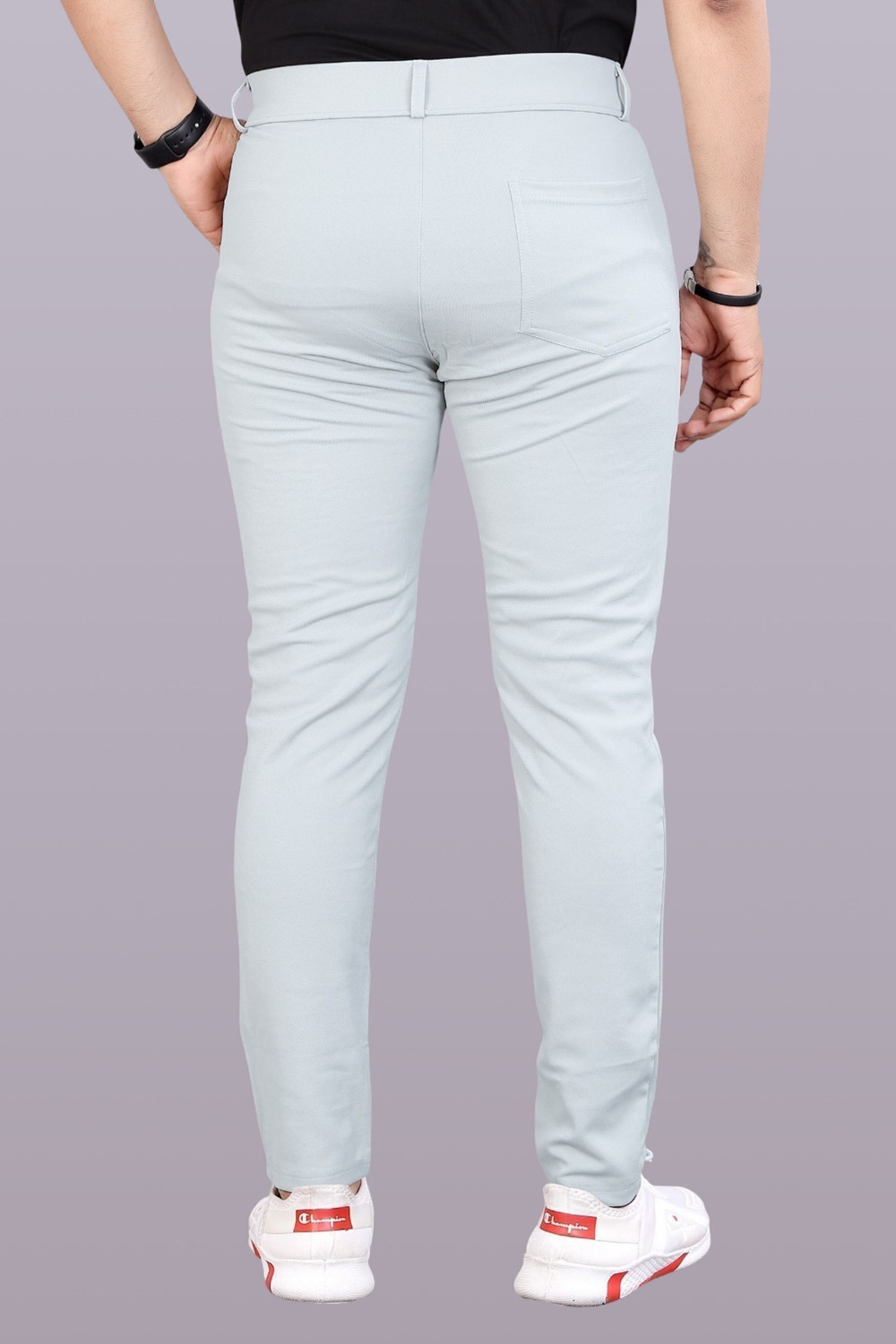 Image of COMBRAIDED Slim Fit Men Grey Trousers