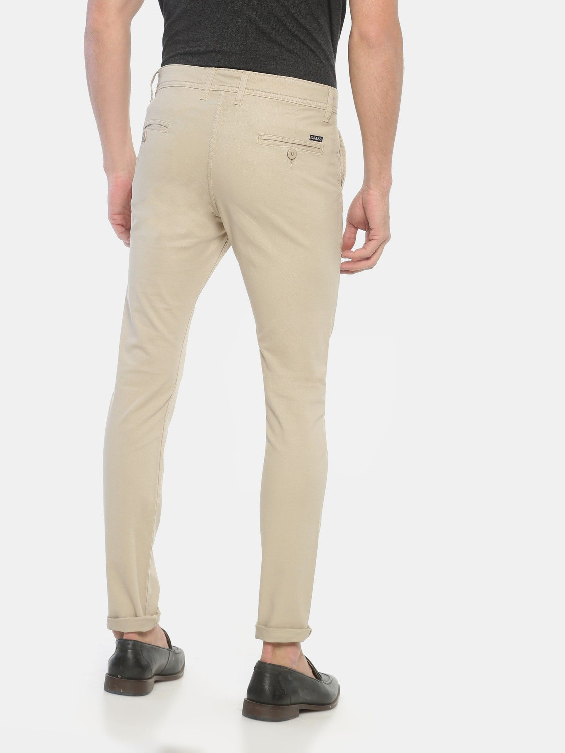 Image of VROJASS Slim Fit Men Beige Trousers