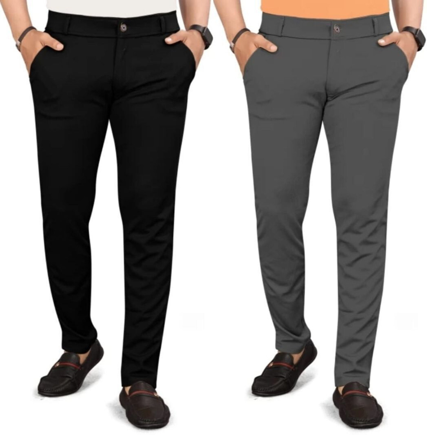 Image of ynam Relaxed Men Black, Grey Trousers