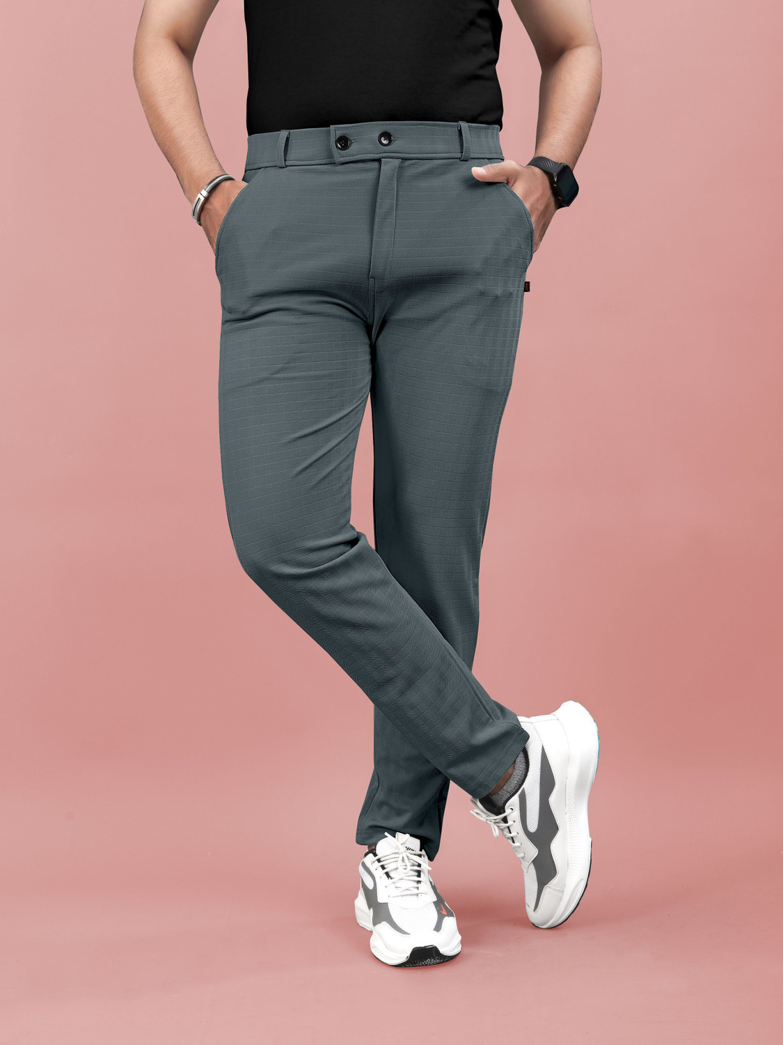 Image of Flicfol Regular Fit Men Grey Trousers
