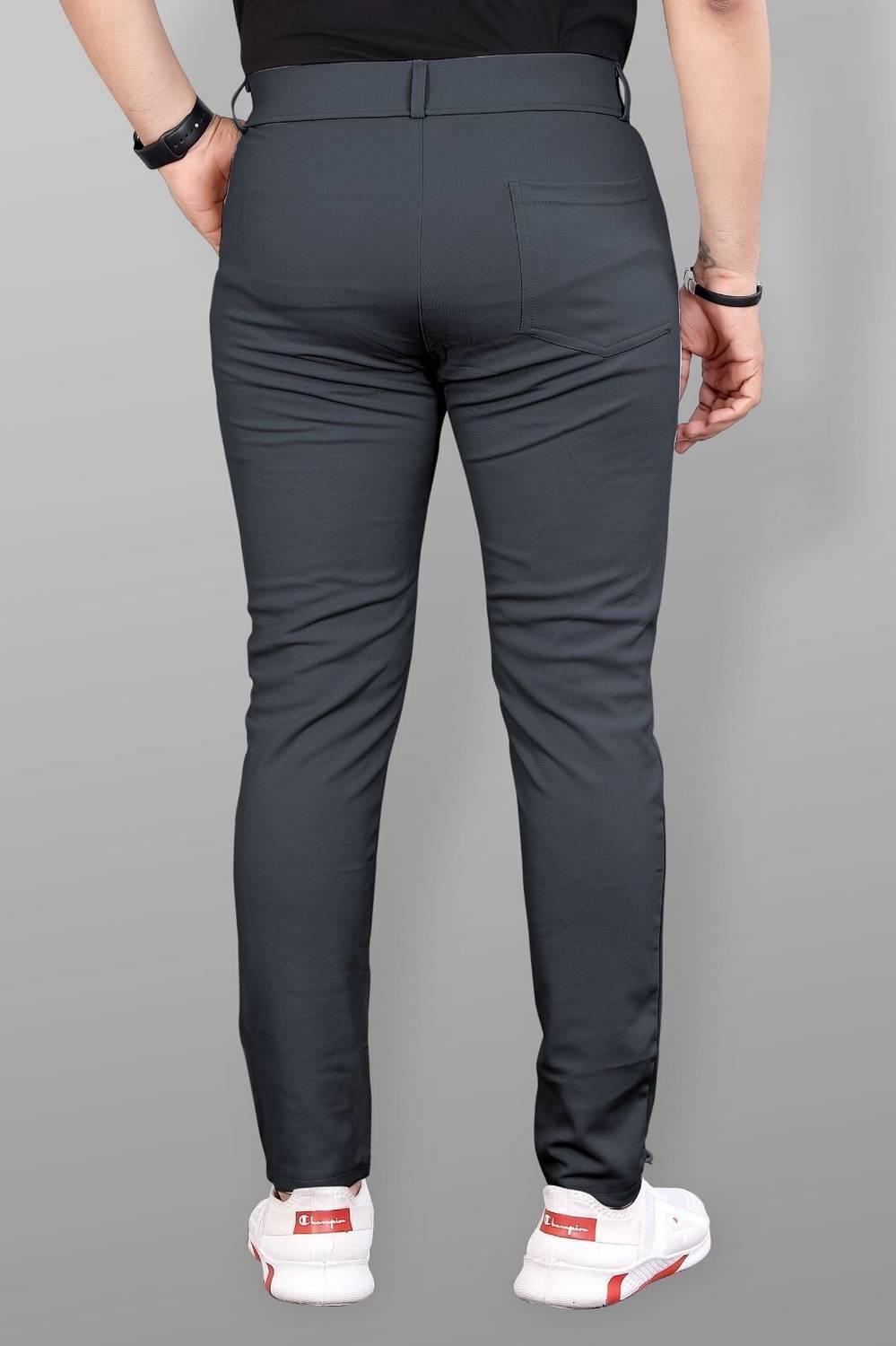 COMBRAIDED Slim Fit Black, Grey Trousers Pack of 2 - Image 2