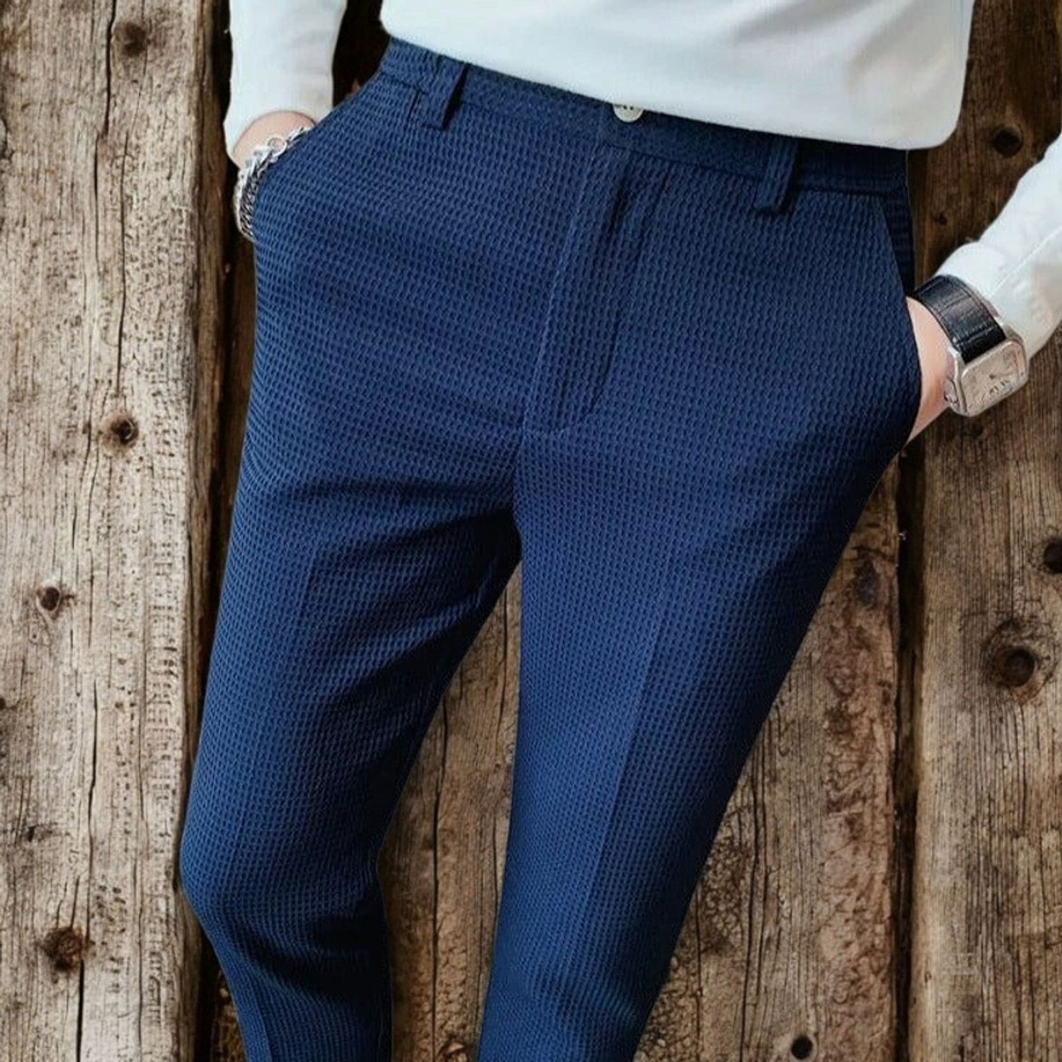 Image of Suhoor Fashion Regular Fit Men Blue Trousers