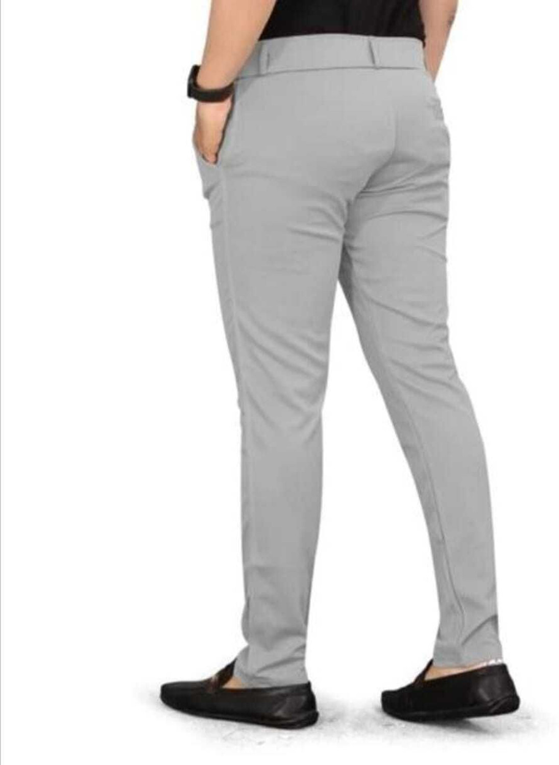 Image of SHRREYANK TREND Slim Fit Men Grey Trousers