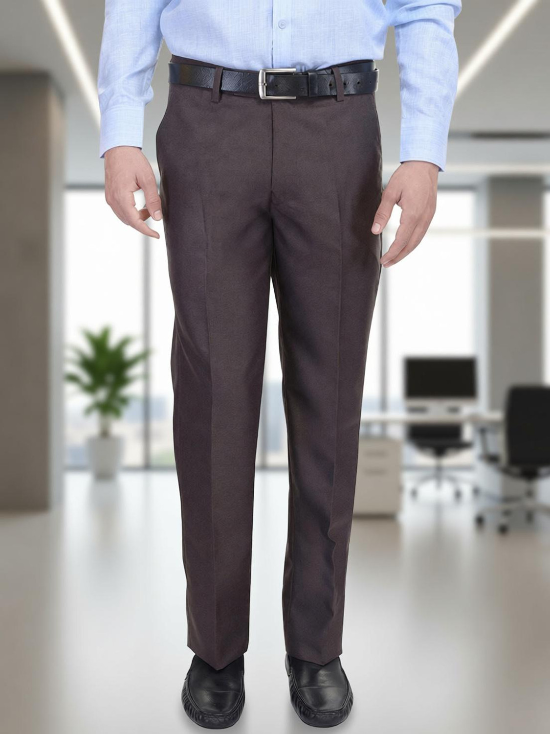 Image of AENT Regular Fit Men Brown Trousers