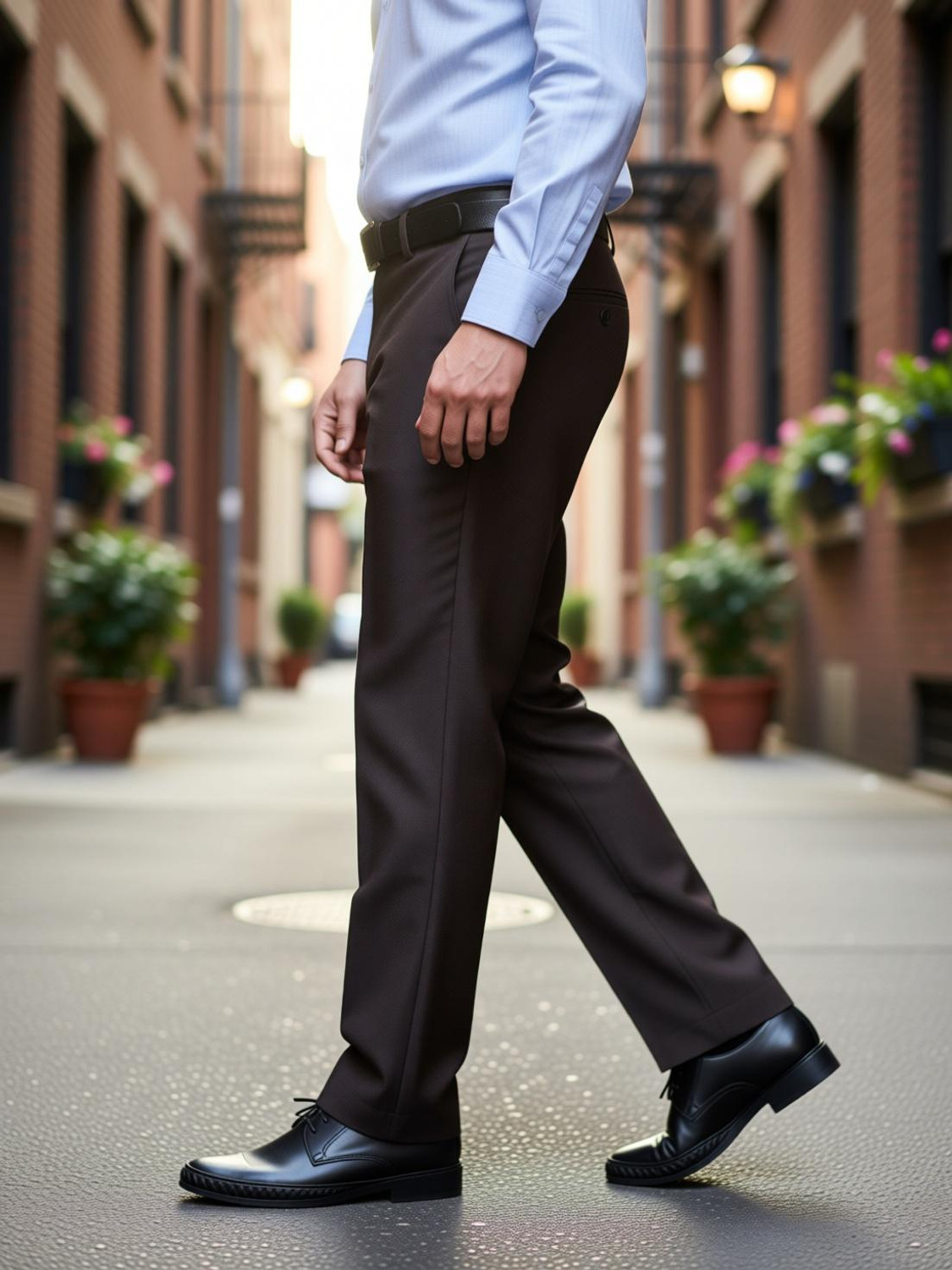 Image of AENT Regular Fit Men Brown Trousers
