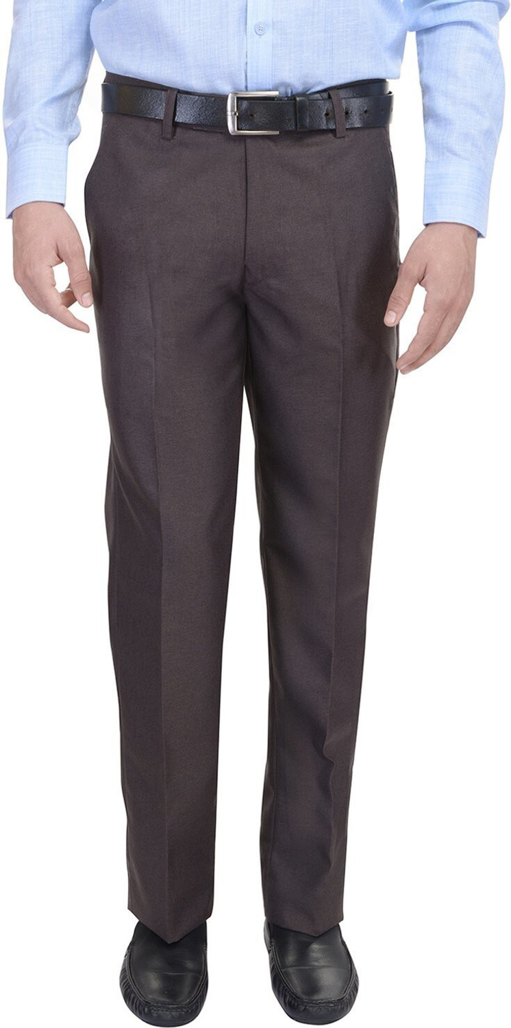 Image of AENT Regular Fit Men Brown Trousers