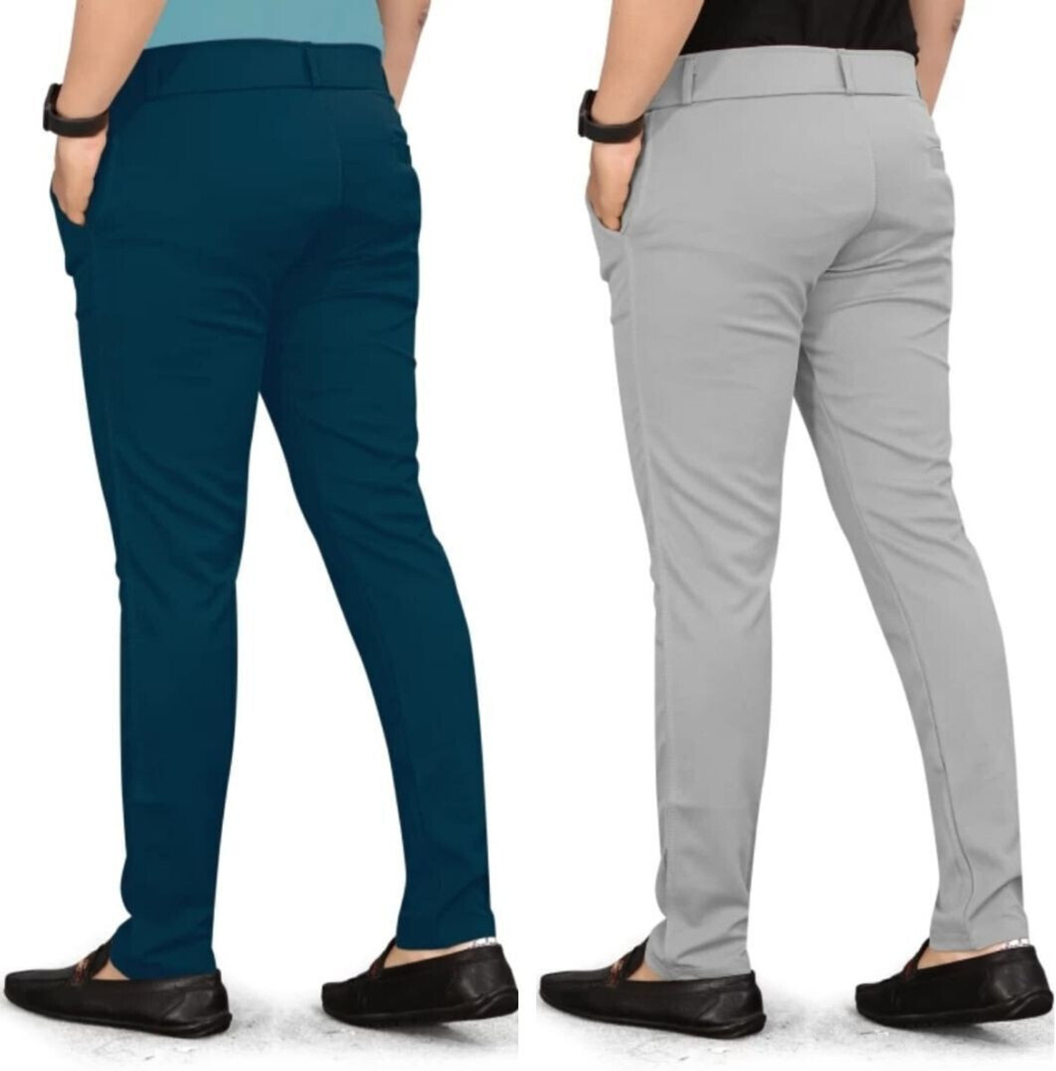 Image of ynam Relaxed Men Light Blue, Grey Trousers