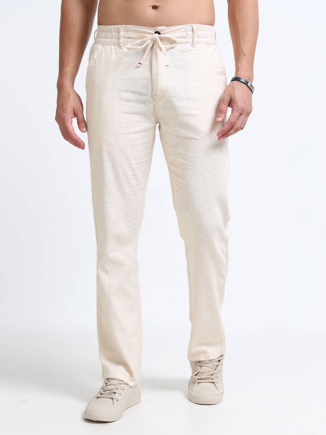 METRONAUT Straight Fit Men Cream Trousers - Image 5