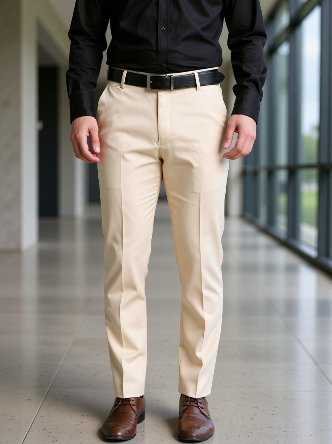 Image of Sucheh Gwalior Regular Fit Men Beige Trousers