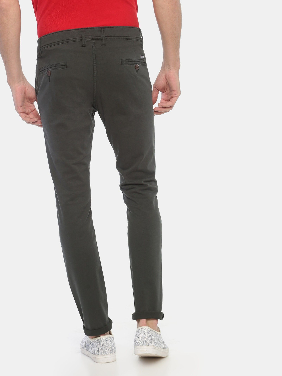 Image of VROJASS Slim Fit Men Dark Green Trousers