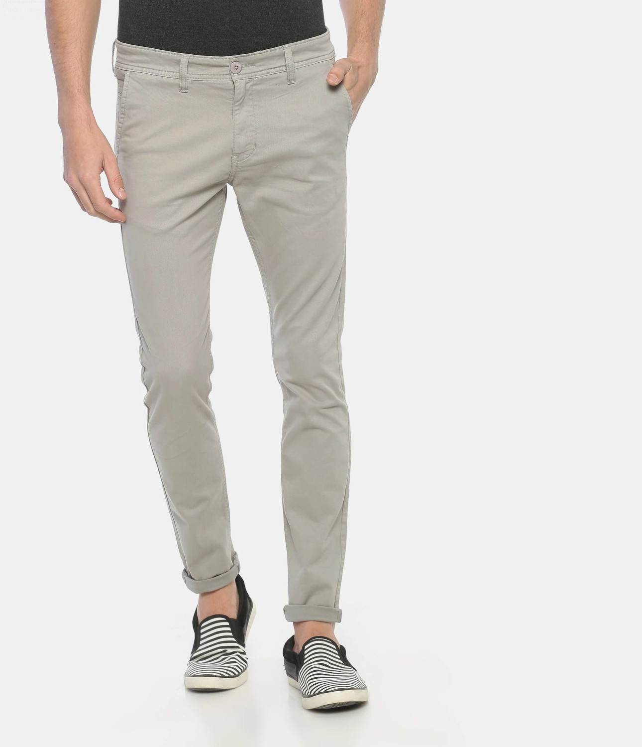 Image of VROJASS Slim Fit, Regular Fit Men Grey Trousers