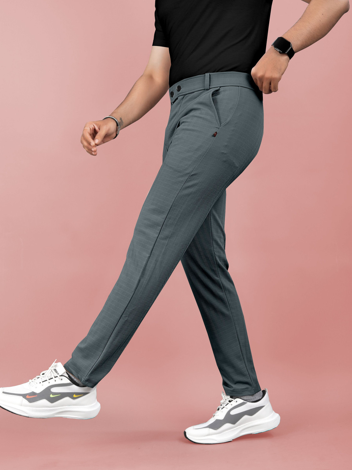 Image of Flicfol Regular Fit Men Grey Trousers