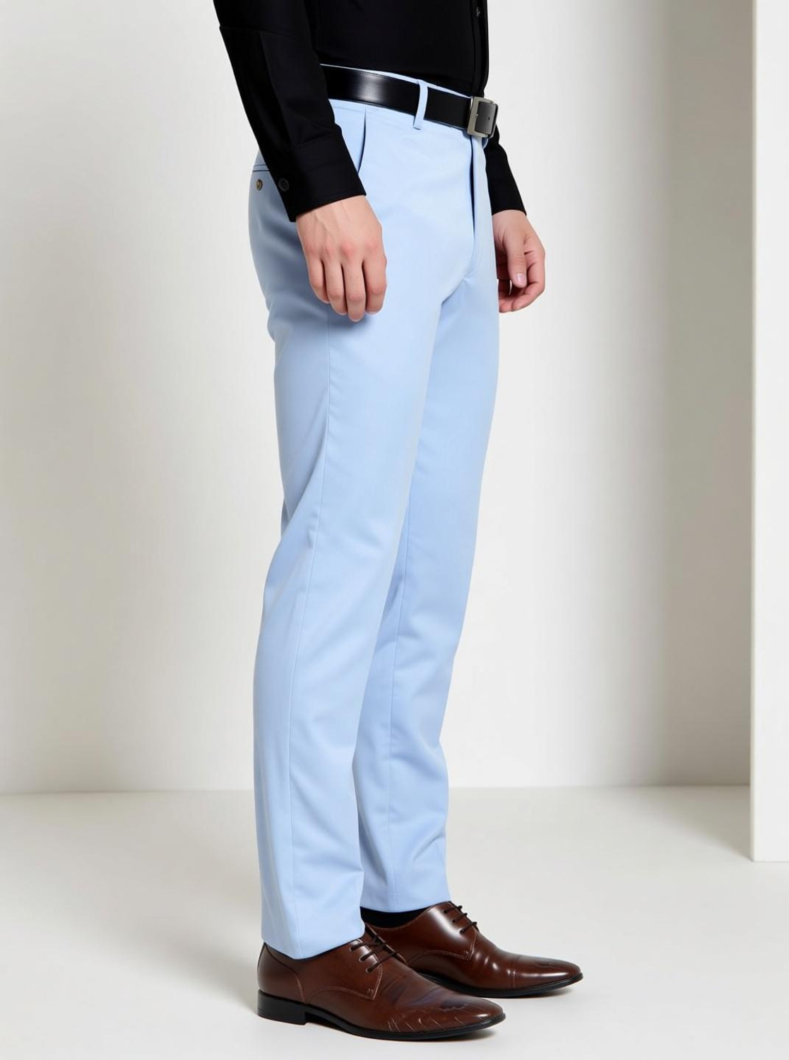 Image of Sucheh Gwalior Regular Fit Men Light Blue Trousers