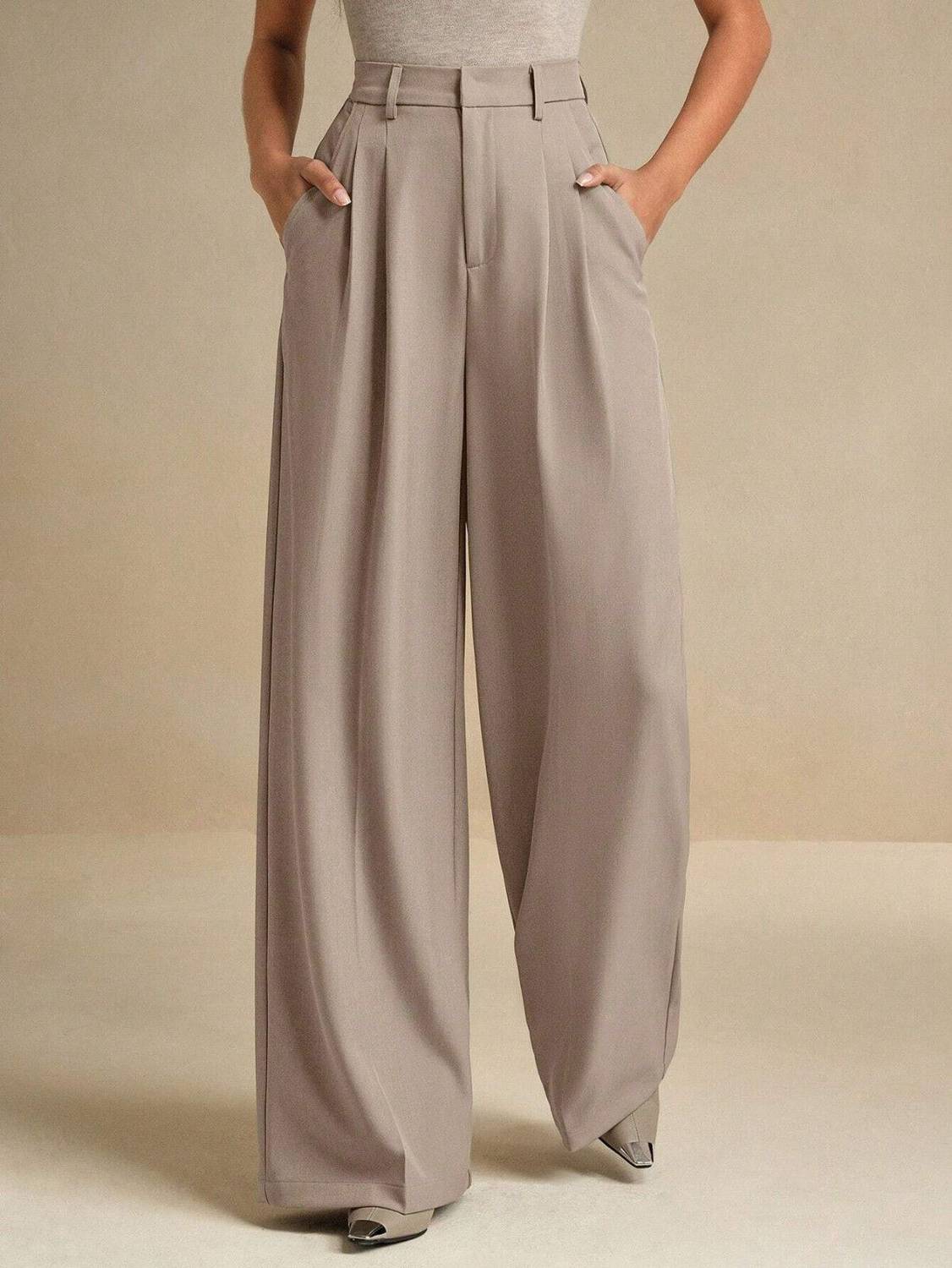 KOTTY Relaxed Women Beige Trousers - Image 4