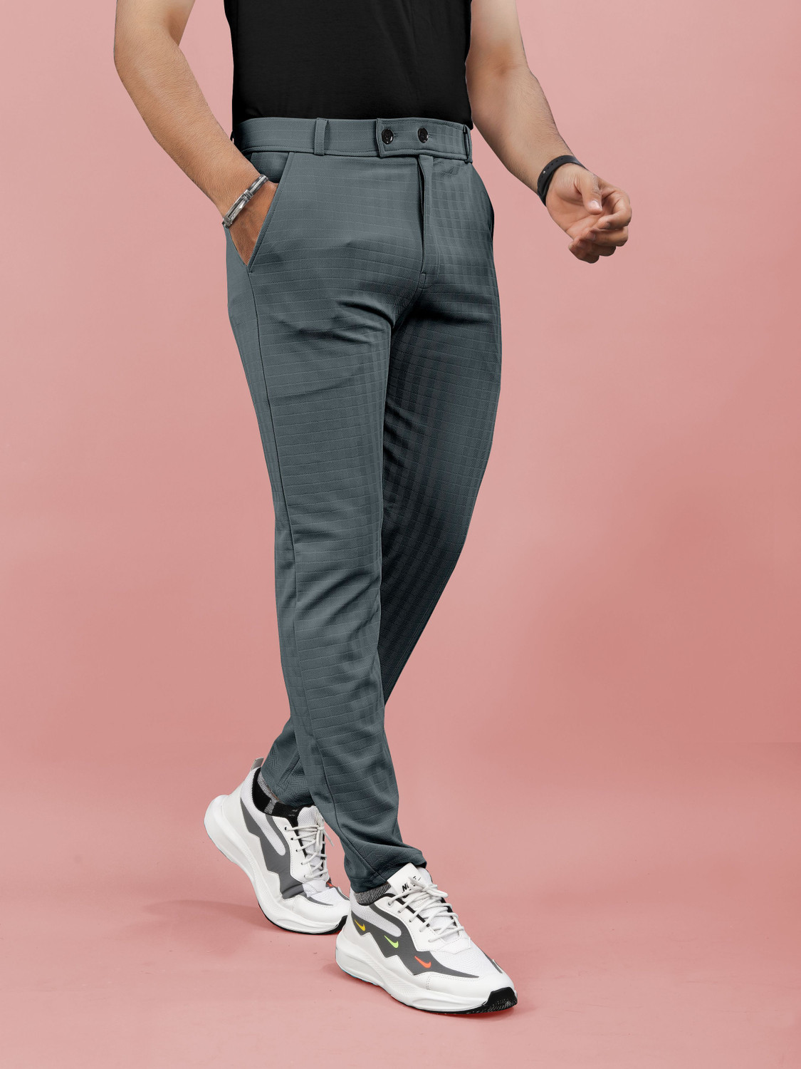 Image of Flicfol Regular Fit Men Grey Trousers