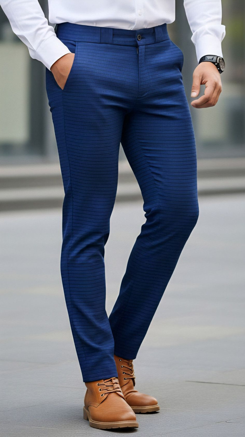 Image of Suhoor Fashion Regular Fit Men Blue Trousers