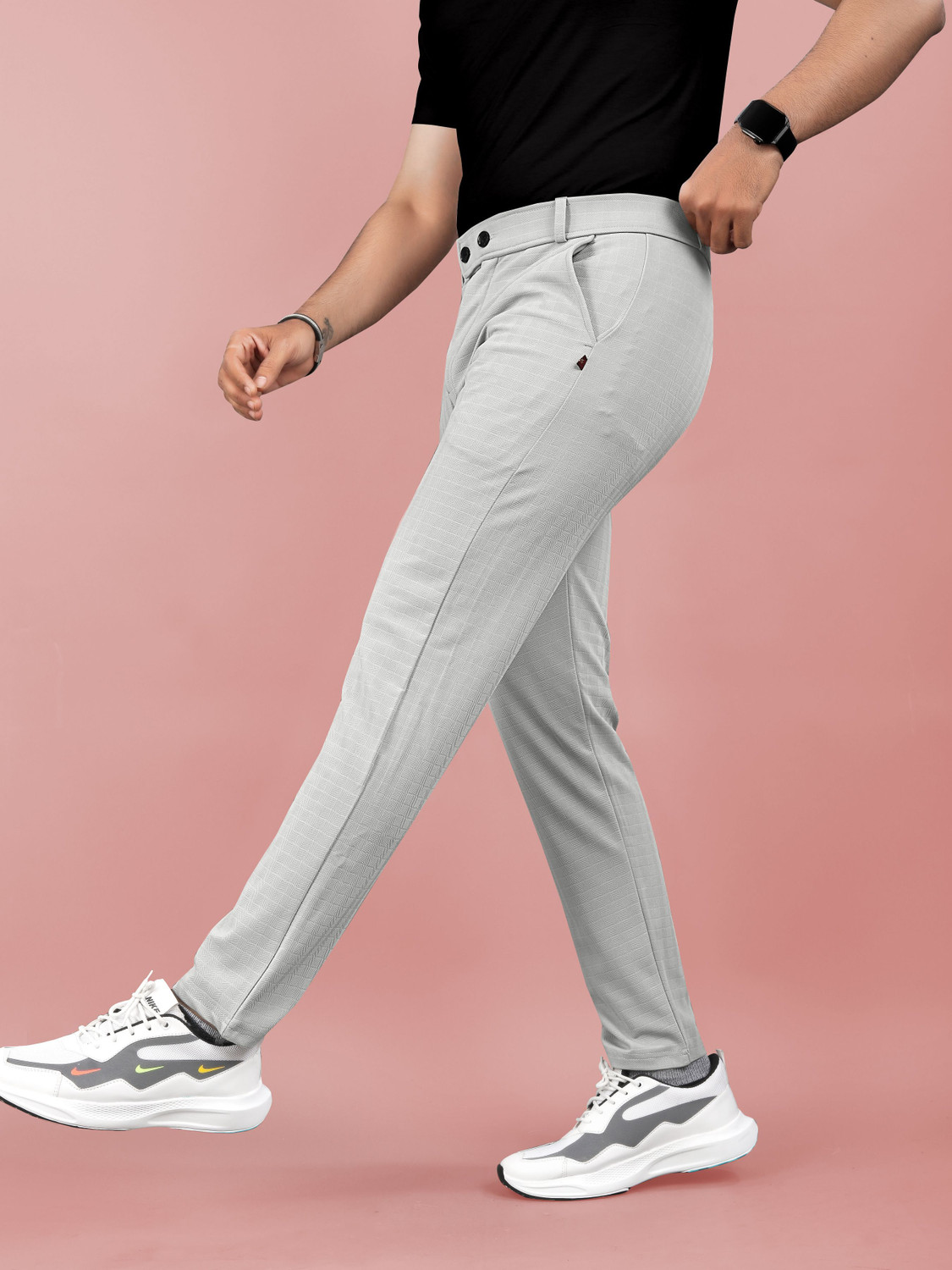 Image of Flicfol Regular Fit Men Grey Trousers