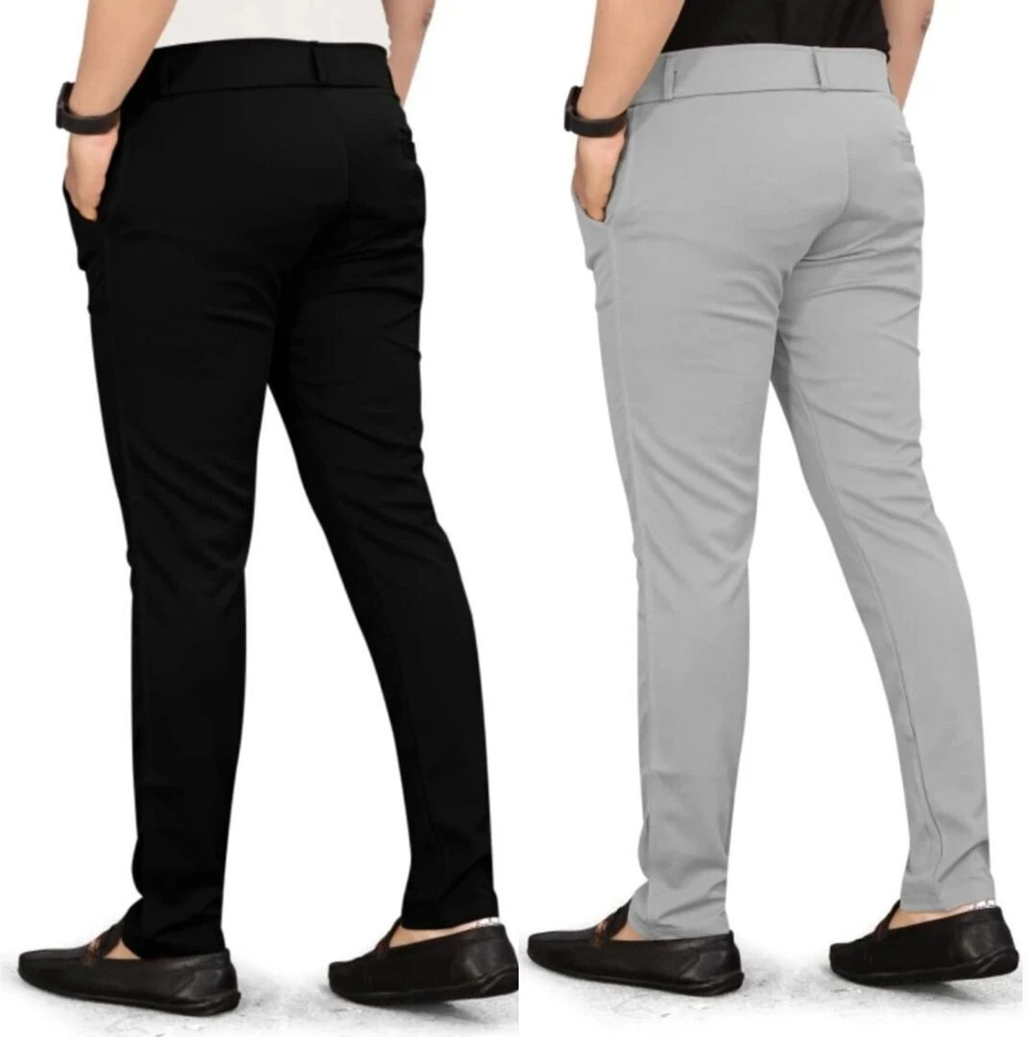 Image of ynam Relaxed Men Black, Grey Trousers