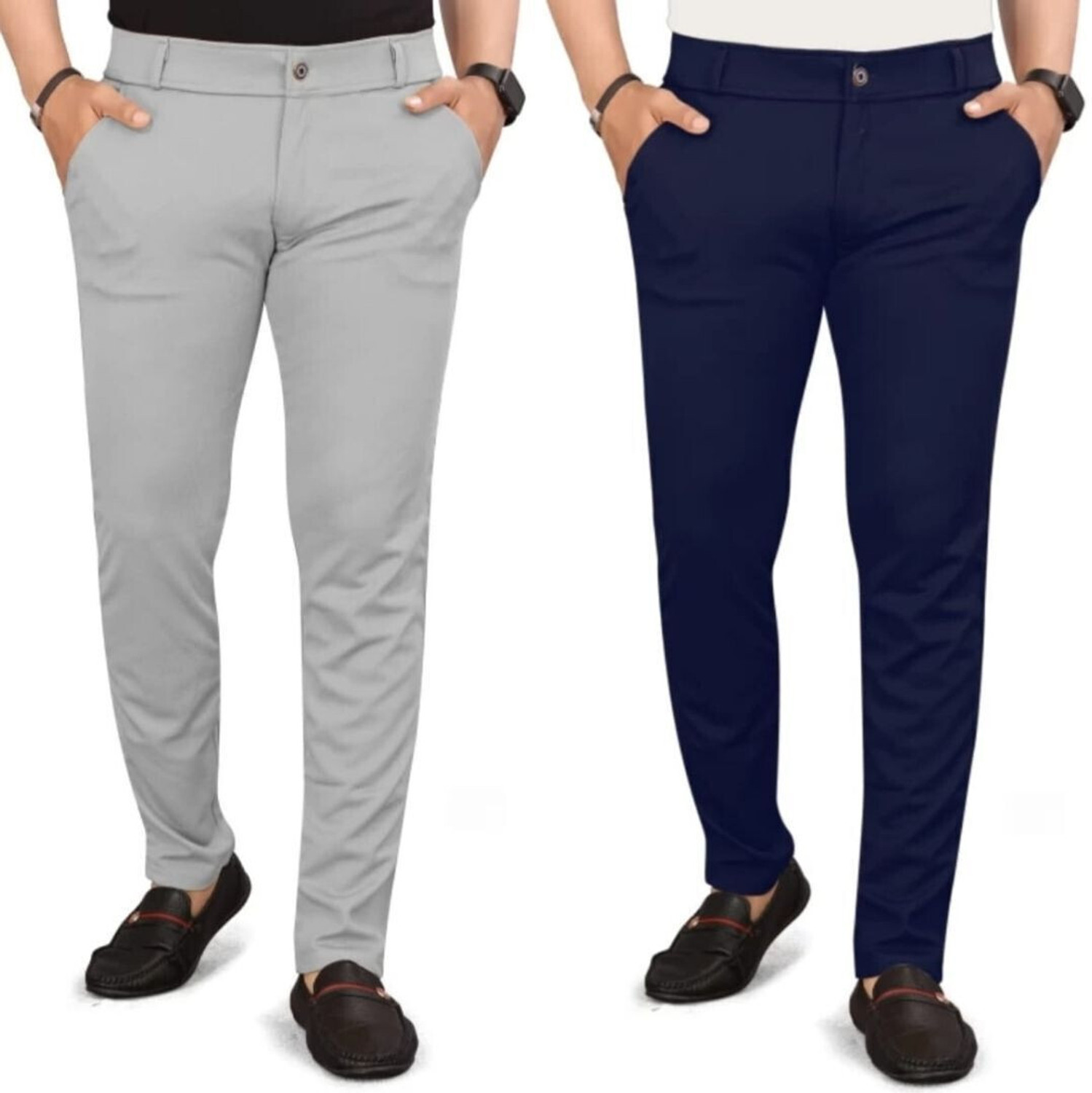 Image of ynam Relaxed Men Grey, Blue Trousers