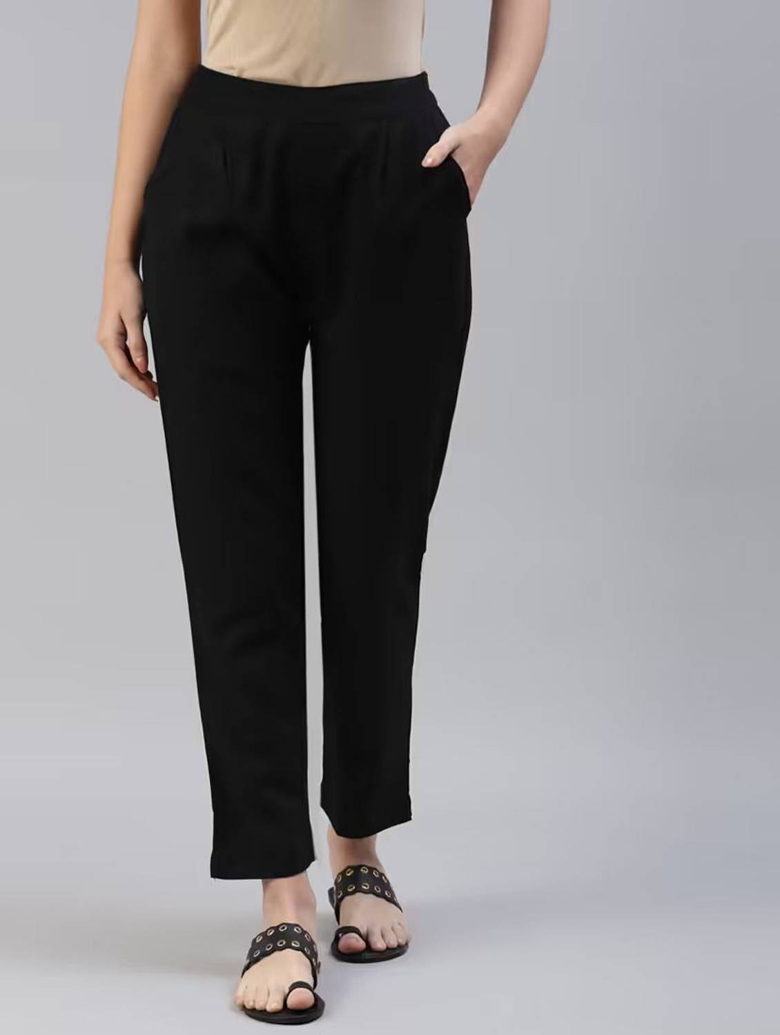 AlkaCreation Regular Fit Women Black Trousers