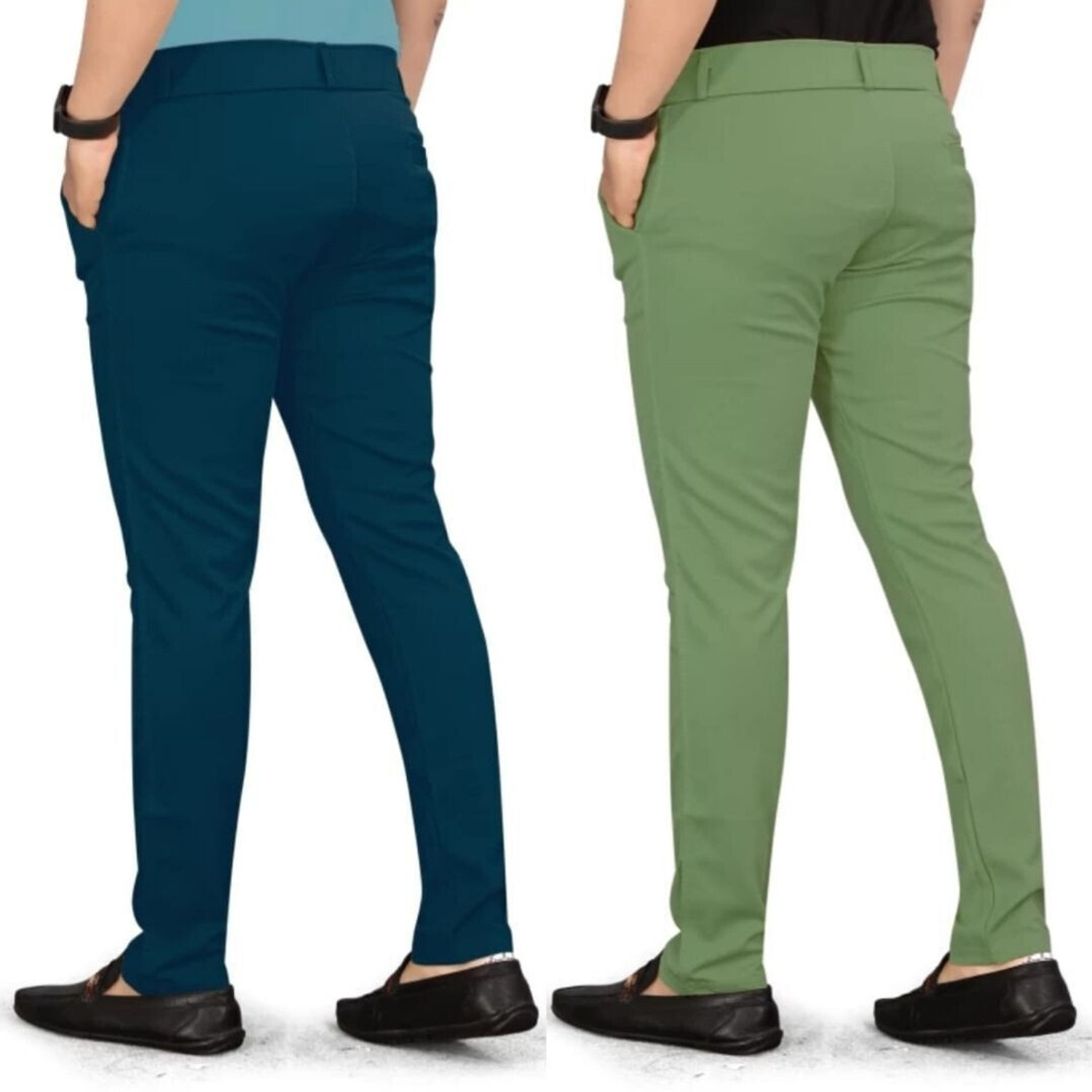 Image of ynam Relaxed Men Light Blue, Light Green Trousers