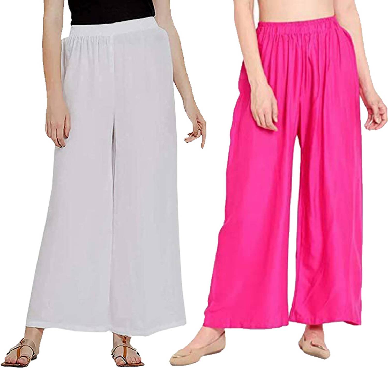 100LUCK Loose Fit Women White, Pink Trousers