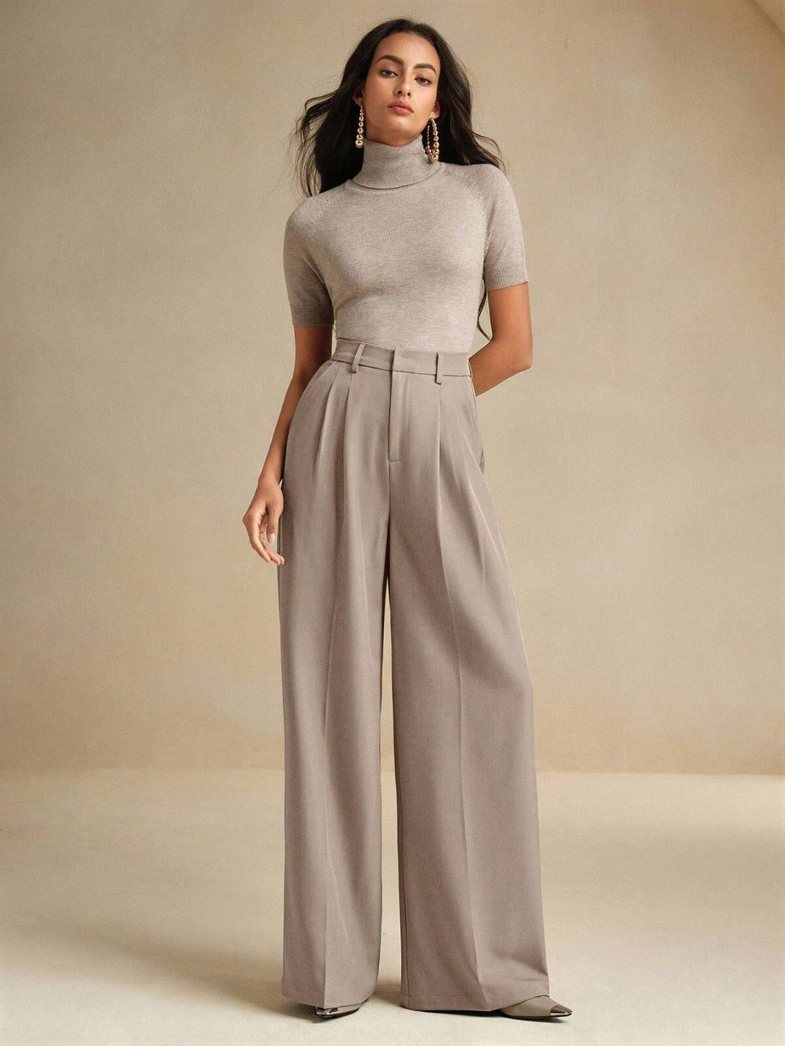 KOTTY Relaxed Women Beige Trousers - Image 5