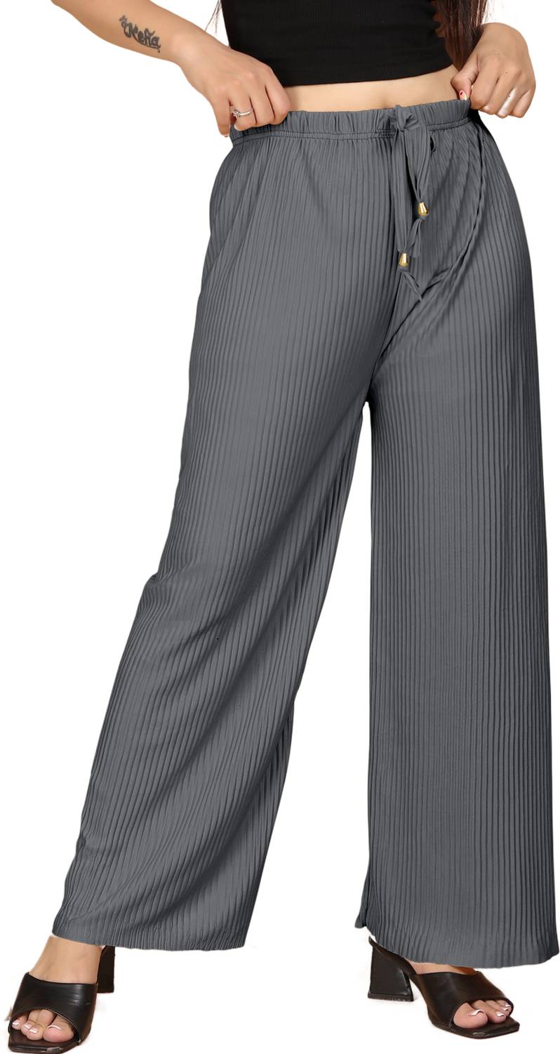 bhurkhiya Regular Fit Women Grey Trousers