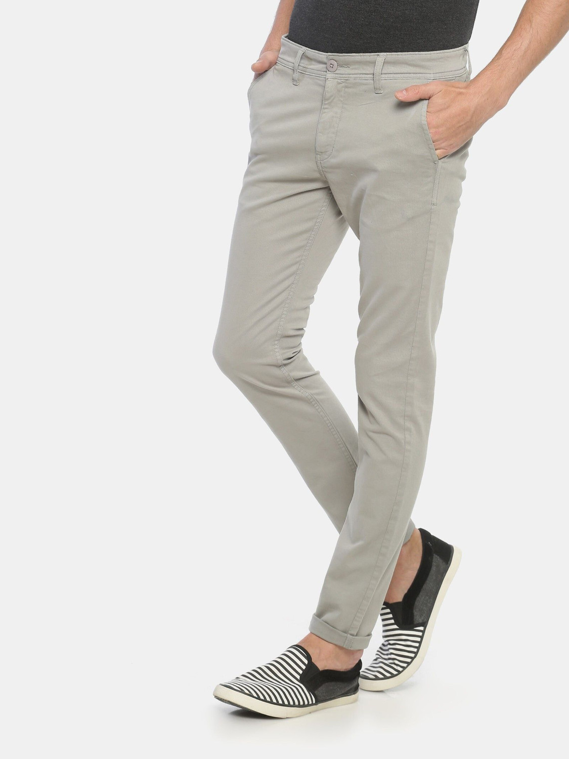 Image of VROJASS Slim Fit, Regular Fit Men Grey Trousers