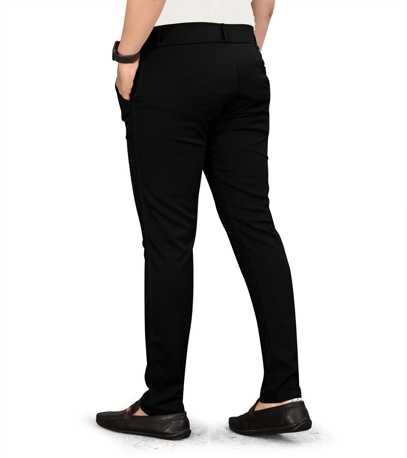 Image of FELDON Slim Fit Men Black Trousers
