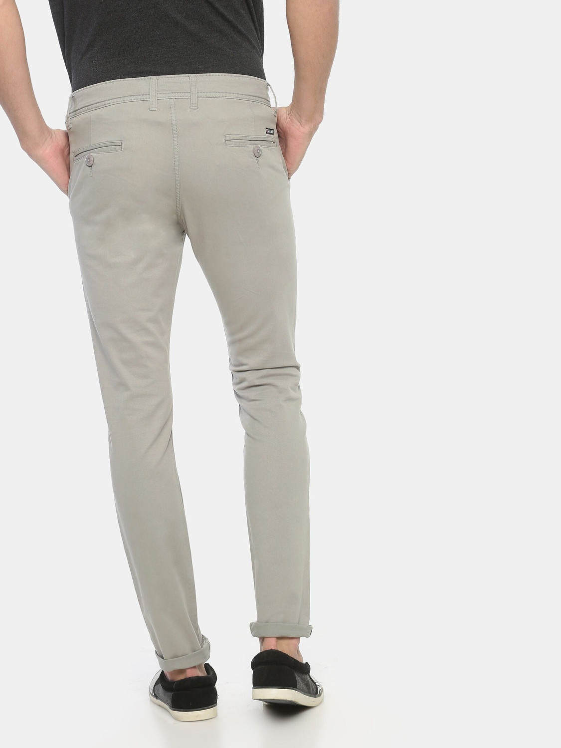 Image of VROJASS Slim Fit, Regular Fit Men Grey Trousers