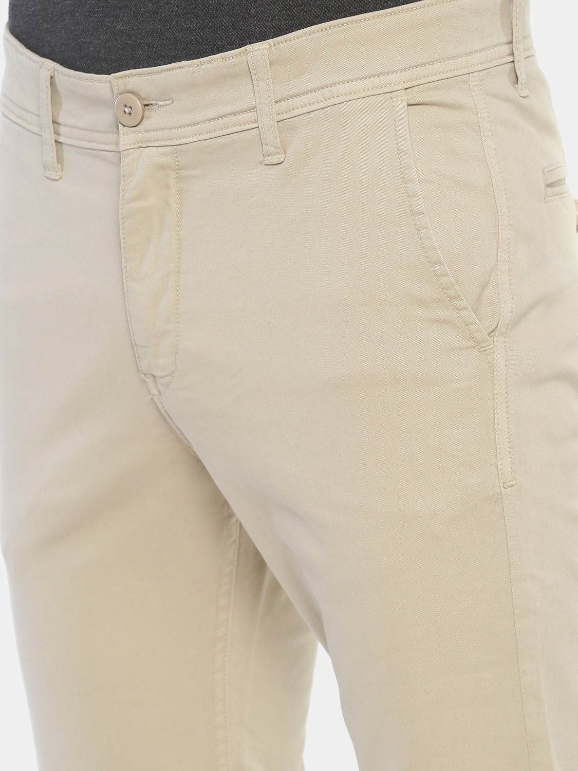 Image of VROJASS Slim Fit Men Beige Trousers