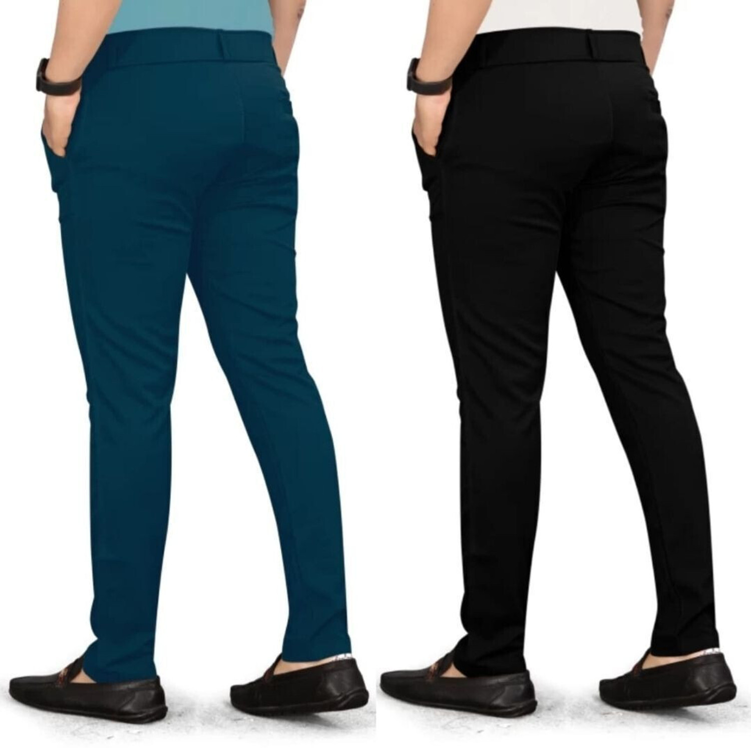 Image of ynam Relaxed Men Black, Light Blue Trousers
