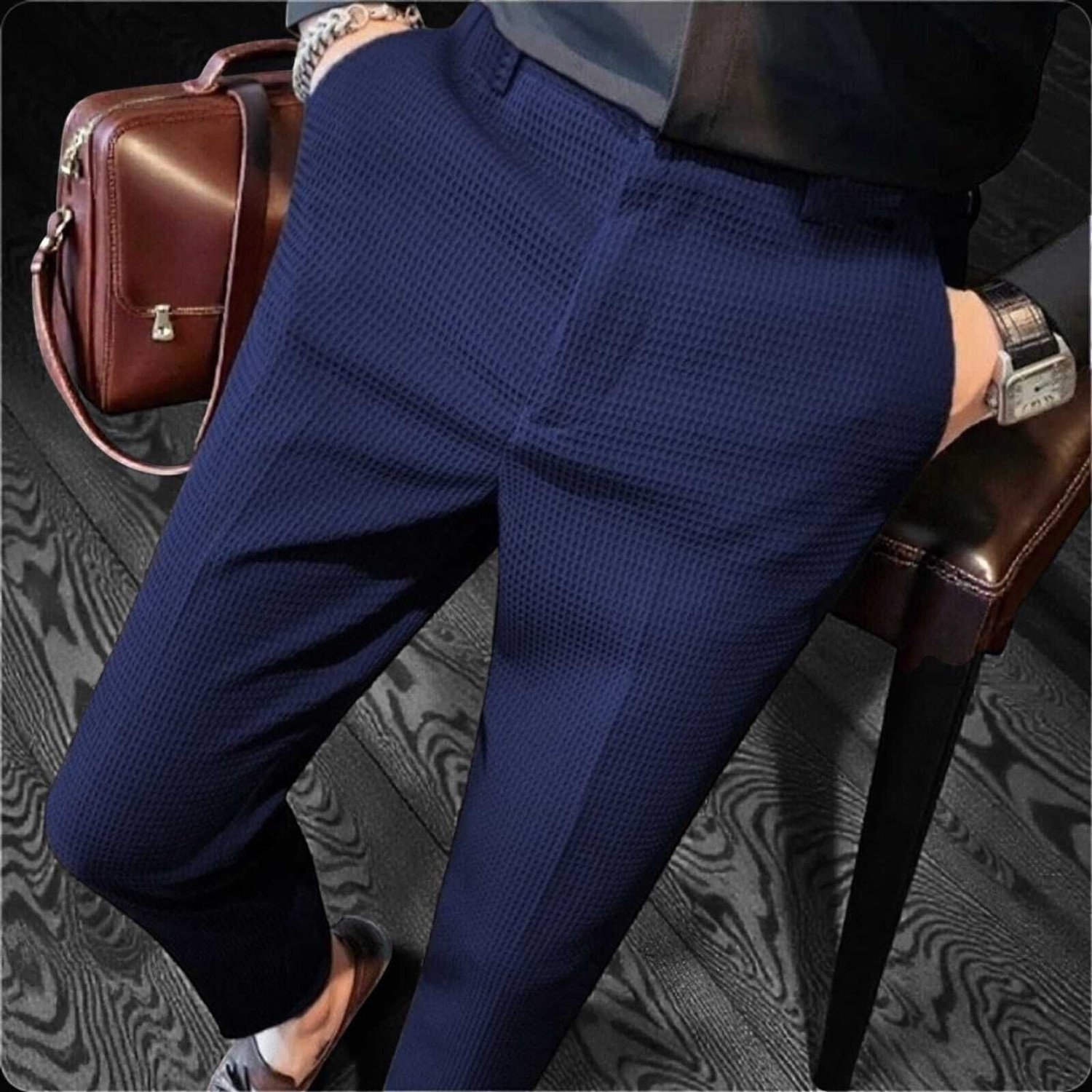 Image of Suhoor Fashion Regular Fit Men Blue Trousers
